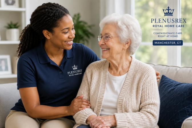 home care caregiver assisting senior in Manchester CT